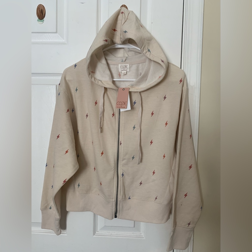 Cozie by Pink Rose Juniors Medium Fleece Lined Zip Up Hoodie With Pockets NWT